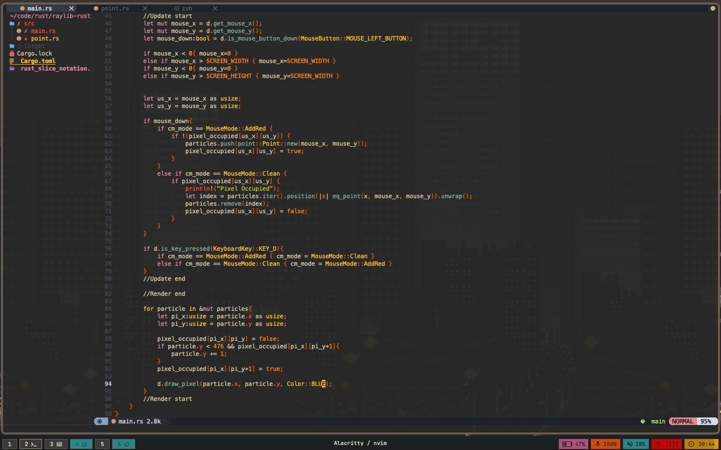 Exemple avec le theme Gruvbox, <a href="https://github.com/mTvare6" target="_blank" rel="noopener noreferrer">@mTvare6</a>